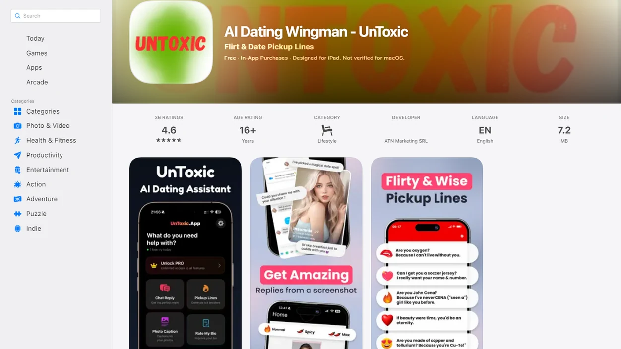 UnToxic interface screenshot